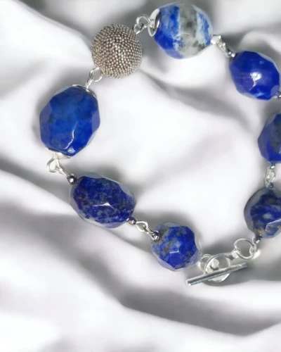 Bransoletka - lapis lazuli, srebro, kamienie naturalne_artmotyw