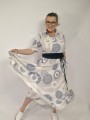Sukienka - cienka, letnia, pastelowe kolory, wzór koła, bawełna, wiskoza, szeroka_artmotyw