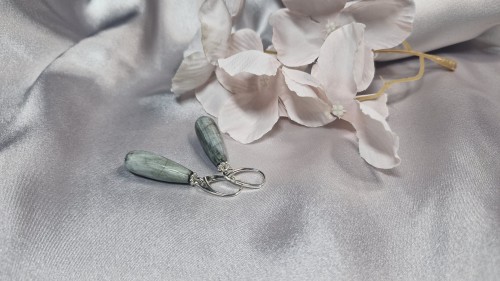 Kolczyki - długie, sople, kamienie naturalne, szare, srebro, angielskie zapięcia_artmotyw