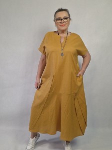 Miodowa lniana sukienka  - Yara 
