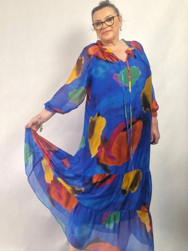 Sukienka - jedwab, wiskoza, kolorowa, zwiewna, letnia, zamaszysta, długa, romantyczna_artmotyw