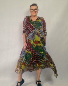 Wzorzysta jedwabna  sukienka  - Fiona  