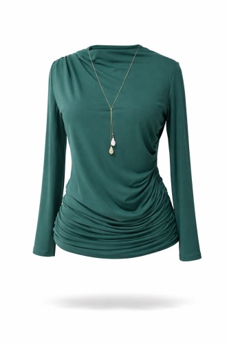 Bluzka zielona, bluzka z dzianiny, elastyczna bluzka, dopasowana bluzka, bluzka z wiskozy_artmotyw