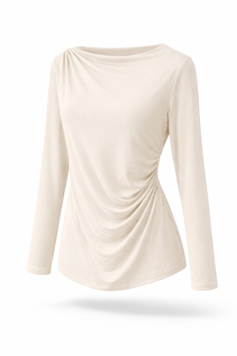 Bluzka z dzianiny, bluzka z wiskozy, bluzka ecru, dopasowana bluzka_artmotyw