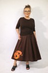 Brązowa, ręcznie malowana spódnica  Lorena - rozm. S