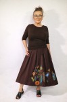 Brązowa, ręcznie malowana spódnica  Lorena  - rozm. XXL