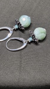 Seledynowe kolczyki z angelitami - Viridiana