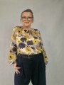 Bluzka jedwabna - cienka delikatna bluzka w kwiaty - lekka bluzka z długim rękawami - artmotyw