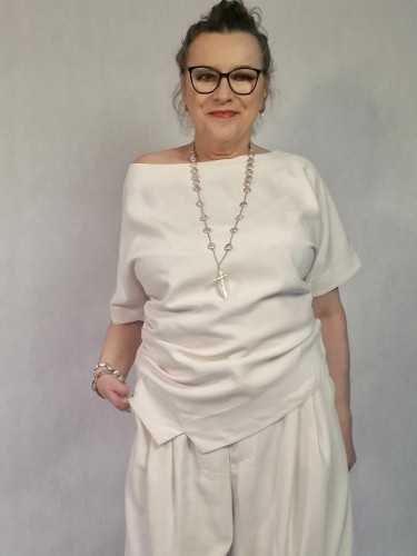 Elegancka bluzka z tencelu - bluzka w kolorze ecru