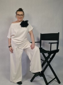 Szerokie klasyczne spodnie w kolorze ecru - Rene