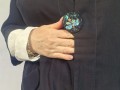 Czarny ręcznie malowany lekki płaszczyk z tencelu - projekt art Motyw