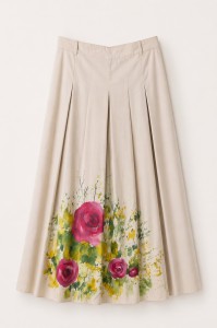 Ręcznie malowana spódnica w kolorze piskowym, rozm. L -  Lorena 