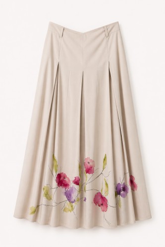 Szeroka, długa ręcznie malowana spódnica - projekt Art Motyw