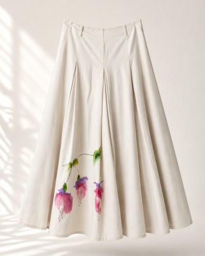 Letnia spódnica hand made ze wzorem kwiatowym - projekt Art Motyw