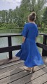 Niebieska lekko rozkloszowana, letnia sukienka z wiskozy - projekt Art Motw