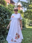 Kolorowe ręcznie malowane kwiaty na sukience Marina - rozm. M